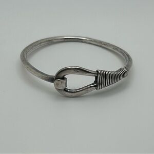 Vintage Heavy Sterling Silver Hook and Loop Bangle Bracelet